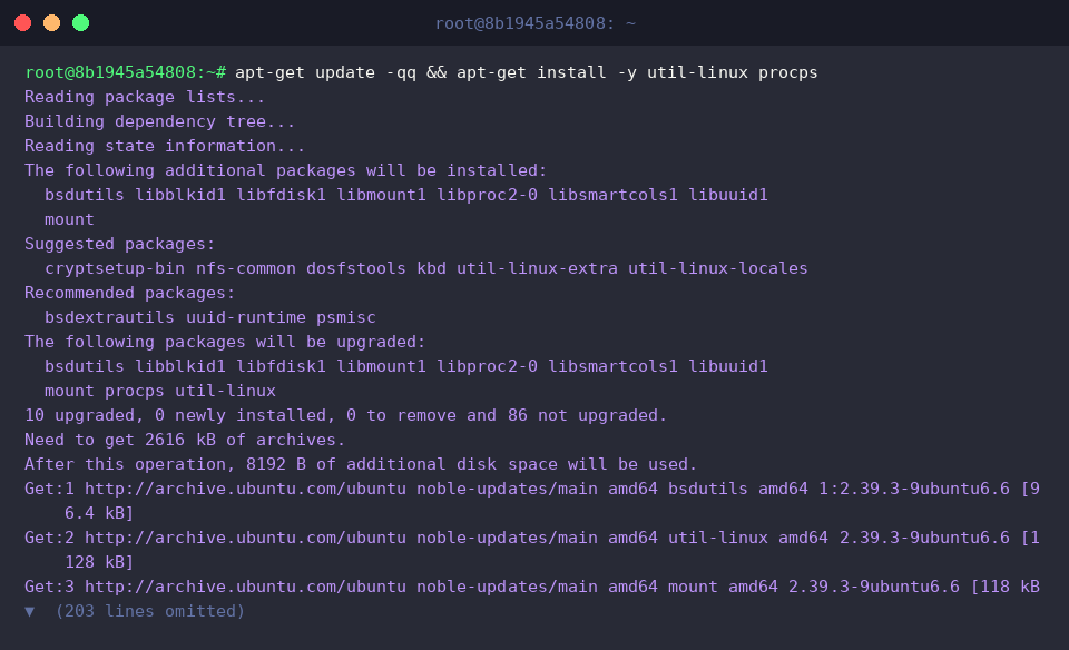 Paketinstallation für util-linux und procps