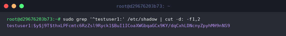 Verifying updated password hash in /etc/shadow