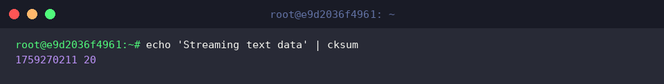 Pipe standard input directly into cksum