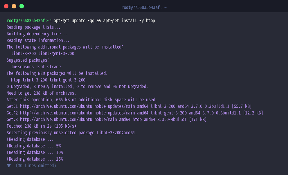 Installation von htop via apt-get