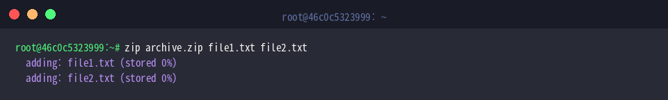 zip archive.zip file1.txt file2.txt