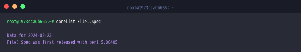 الاستعلام عن تاريخ إدراج حزمة File::Spec