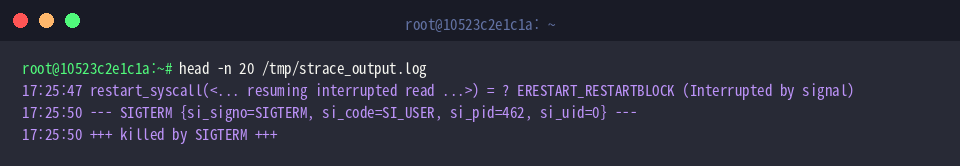 Inspektion der protokollierten Systemaufrufe via head