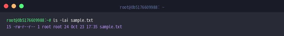 ls -lai sample.txt