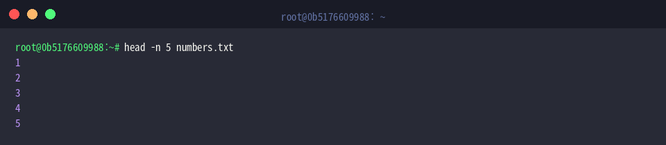 head -n 5 numbers.txt