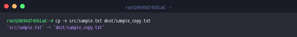 cp -v src/sample.txt dest/sample_copy.txt