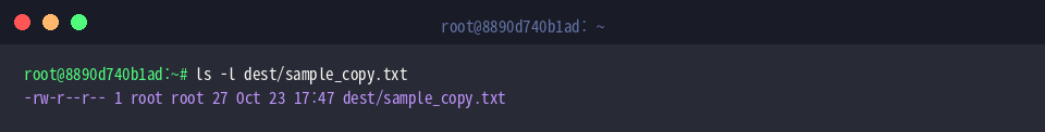ls -l dest/sample_copy.txt