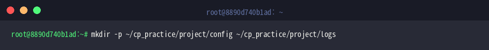 mkdir -p ~/cp_practice/project/config ~/cp_practice/project/logs