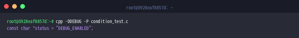 cpp -DDEBUG -P condition_test.c