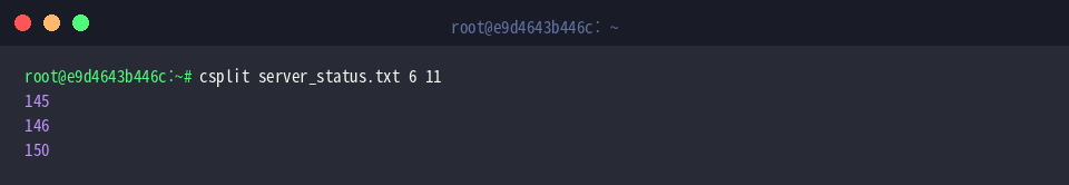 csplit server_status.txt 6 11