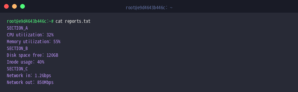 cat reports.txt