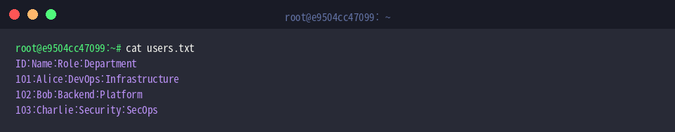 Verify contents of users.txt