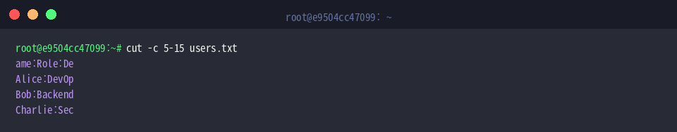 Extract mid-line character range