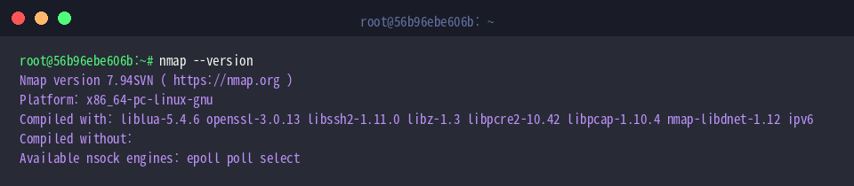 Versionsausgabe von nmap