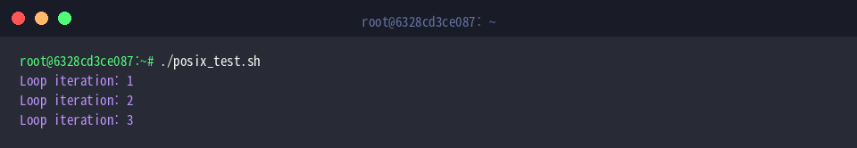 Ausführung des POSIX-Skripts im Terminal