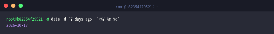 Calculating a date one week prior