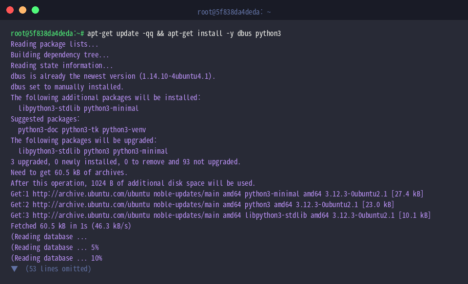 Installation von dbus und python3 via APT