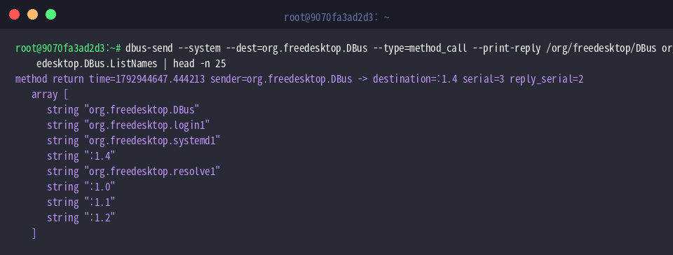 Querying registered bus names using dbus-send