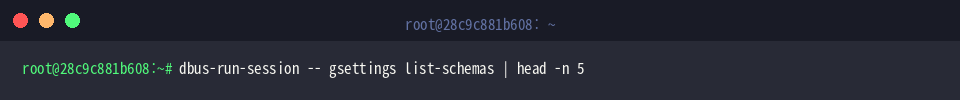 Listing schemas using gsettings under dbus-run-session