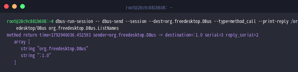 Invoking ListNames method through dbus-send