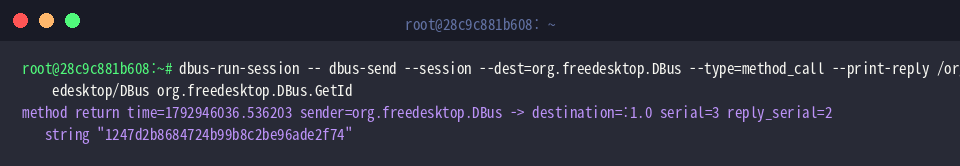 Fetching bus daemon ID with dbus-send GetId