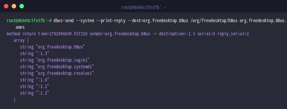 Listing registered system bus names using dbus-send