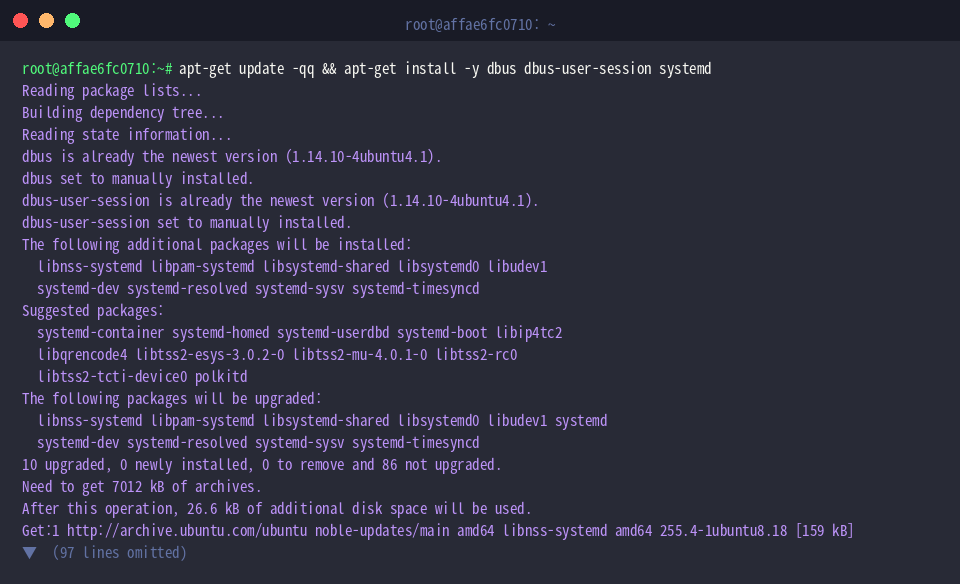 Paketinstallation für dbus und systemd