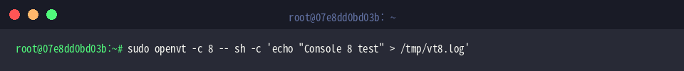 Spawning a background command on VT 8 via openvt
