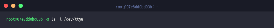 Inspecting character device properties for dev tty8
