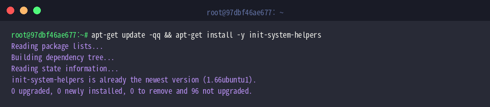 Updating package indices and installing init-system-helpers